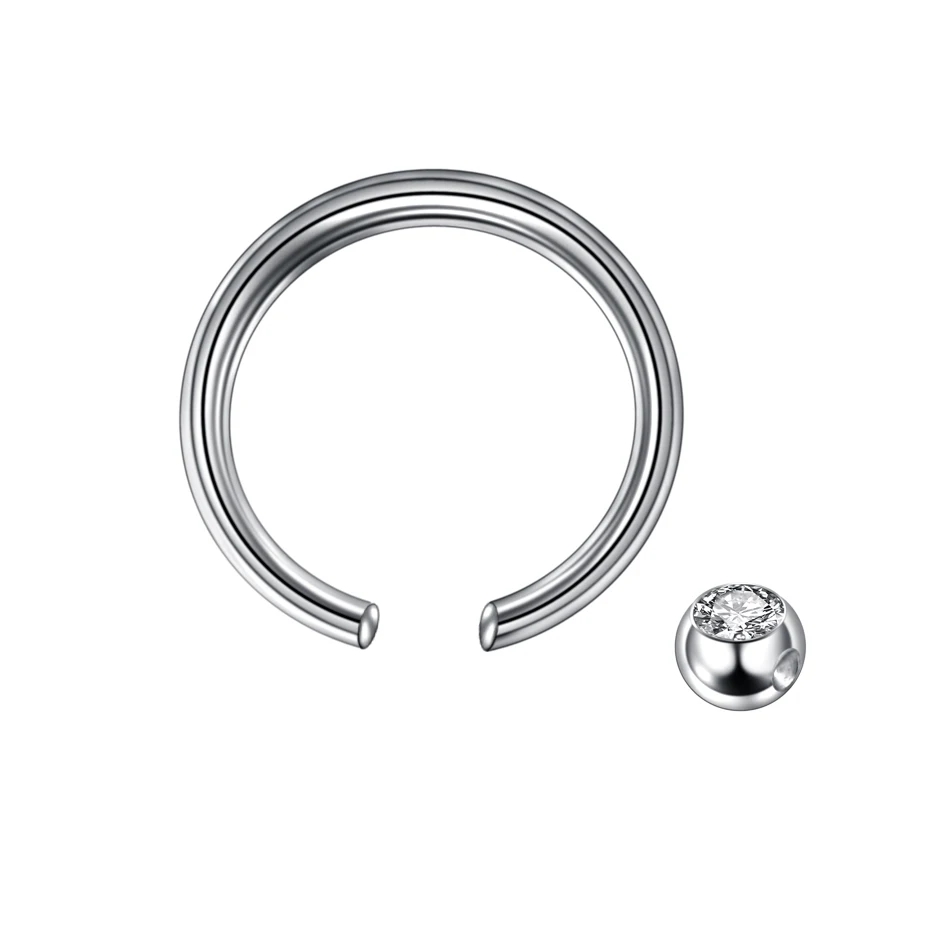 1PC G23 Titanium Captive Bead Ring Nose Septum Ring Ear Cartilage Helix Piercing Nostril Hoop Labret Lip Rings Piercing