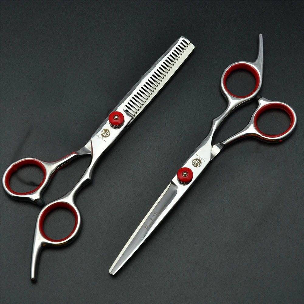 

703# 6" Stainless Red Hair Cutting Scissors Salon Thinning Shears Professional Hairdressing Scissors Hair Scissors Dropshipping