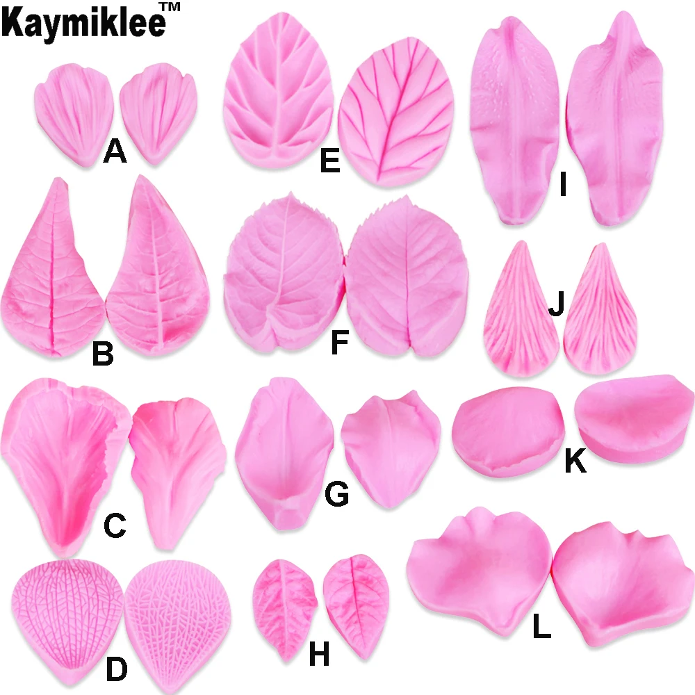 

C211 24pcs/Set Leaf Flower Petal Silicone Mold Form Cake Decorating Tools Fondant Sugarcraft Gumpaste Chocolate Baking ClayMould