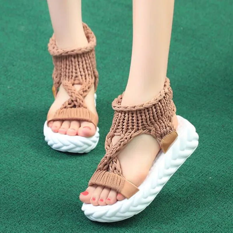 Summer new fashion woolen knitting casual women sandals