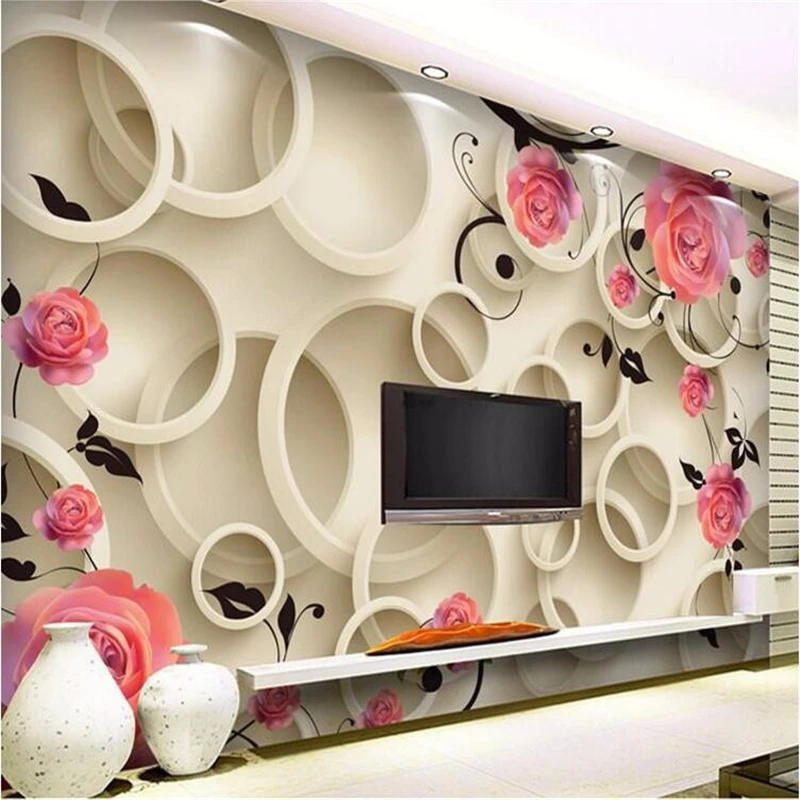 

beibehang photo wallpaper Rose circle fantasy floral living room sofa bedroom backdrop 3D large mural wallpaper for walls 3 d