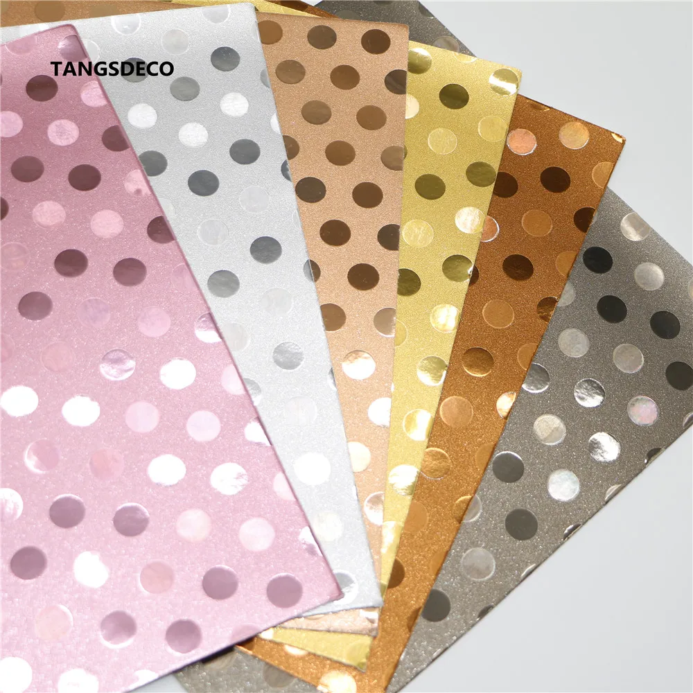 

18PCS--20X22CM DIY Hair Bow Material Laser METAL COLOR Dots Glossy PU Synthetic Faux Leathers