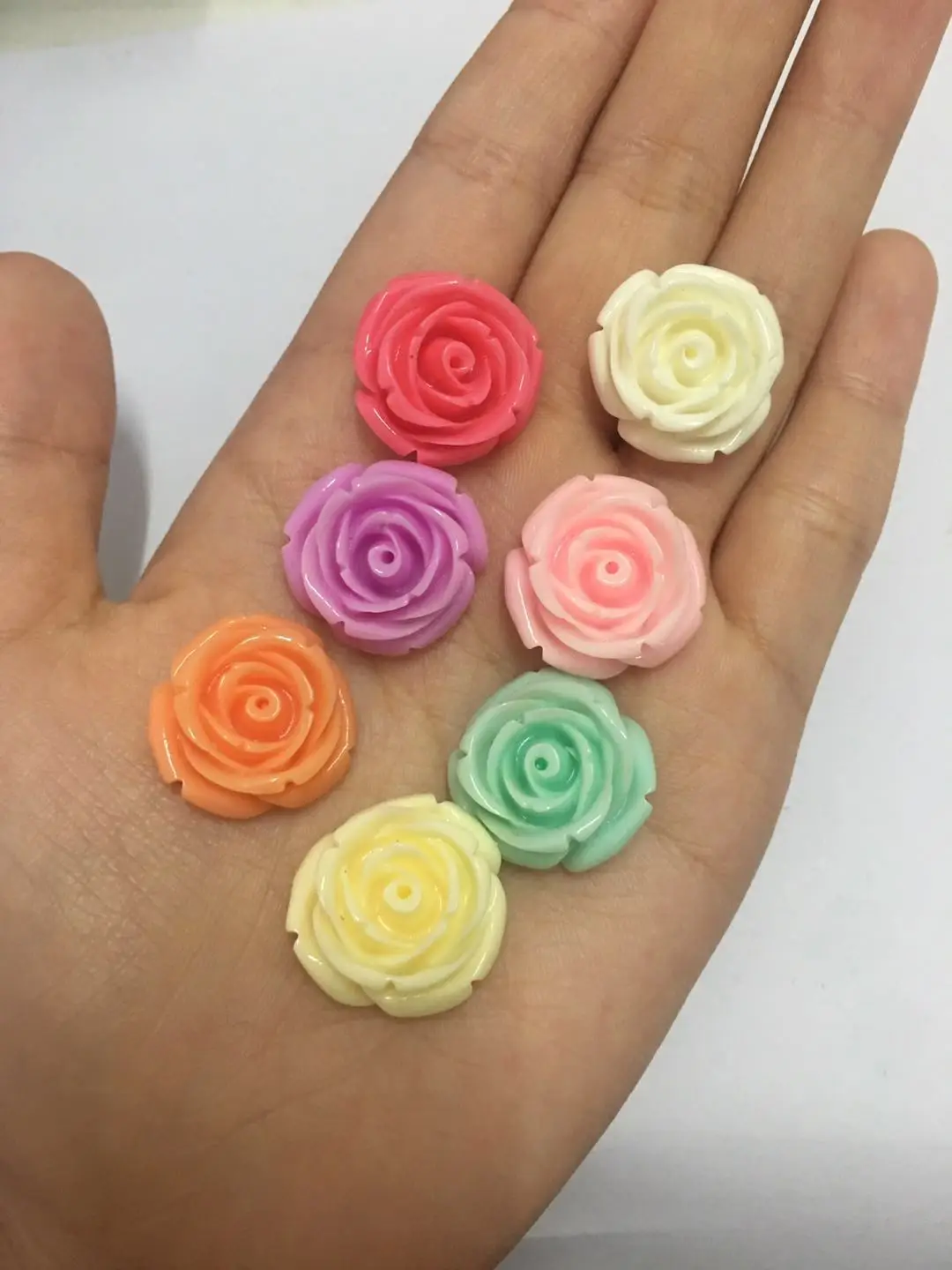 120pcs big 3d rose resin flower cabochon,charm beads 23mm Flatback for Craft making, DIY Accessory, ring hair clips diy