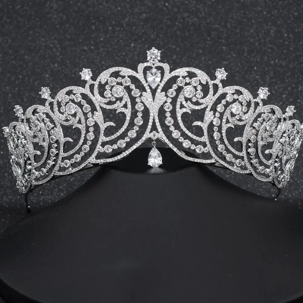 The Essex Tiara,Cubic Zirconia Wedding Bridal Princess Royal Tiara Crown Women Prom Hair Jewelry Accessories CH10296