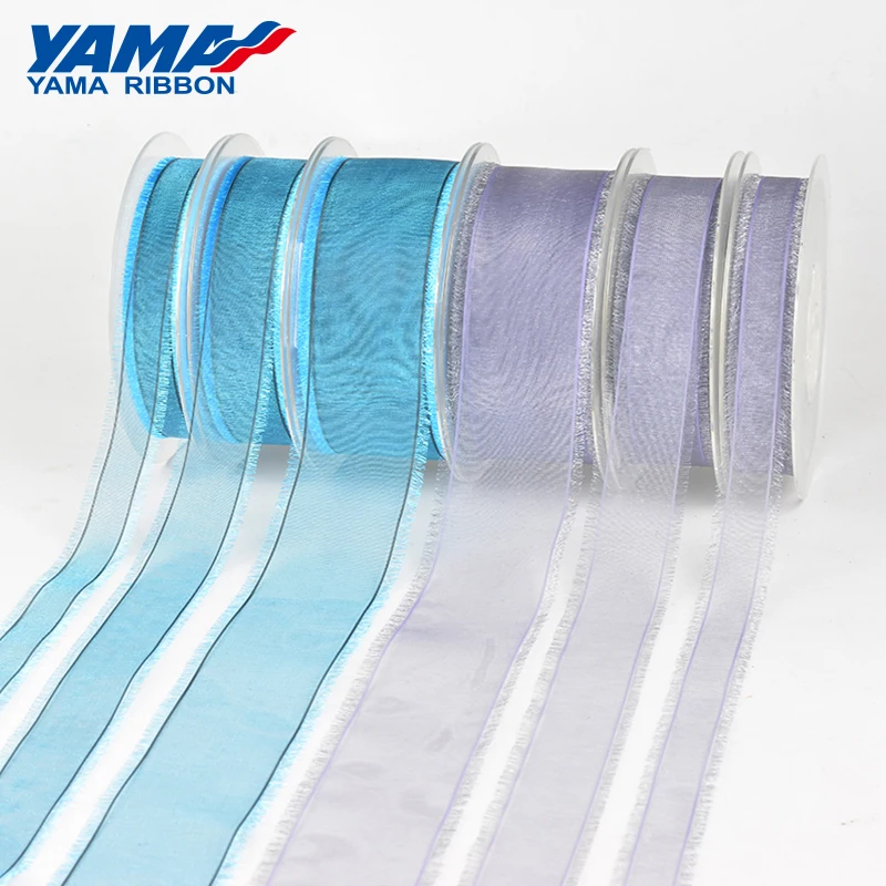 YAMA-Ombre Organza Fringe Ribbon, DIY Dress Accessory, House Decoration, Wedding Gift, 16mm, 25mm, 38mm, 200Yards/Roll