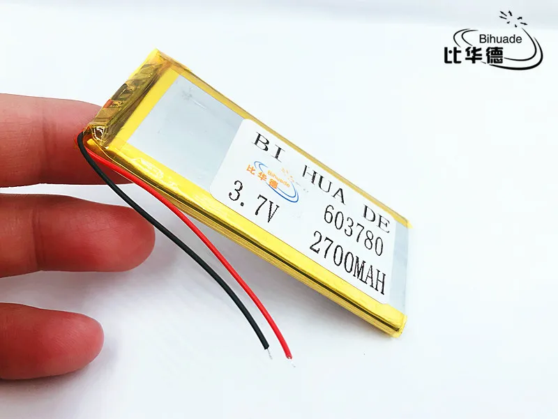 Li-po-Batería de polímero de litio, 603780 3,7 V, 2700 mah, bricolaje, energía de emergencia móvil, batería de tesoro, 1 unids/lote
