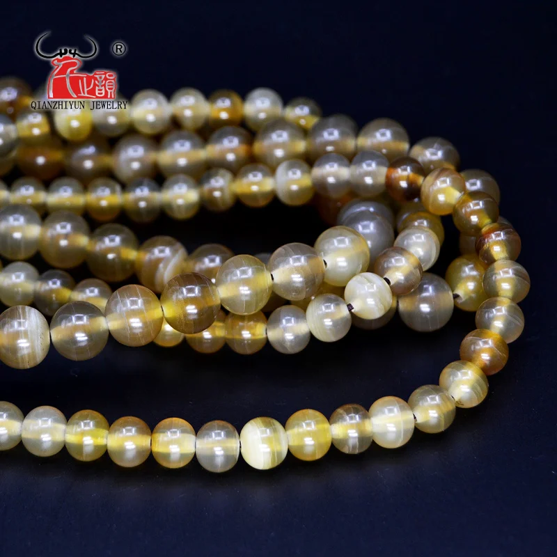 20PCS Tibetan style Natural Translucent Yak horn Handmade bone Bead Necklace DIY Scatter Beads Hand-chain Beads 8/10mm