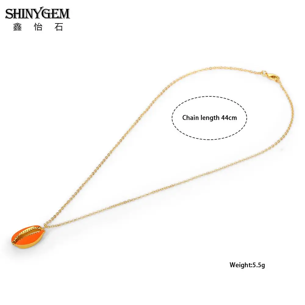 ShinyGem 2025 Natural Stone Seashell Gold Pendant 6 Colors  Necklace Minimalism Link Chain Choker Fashion Jewelry Gift For Women