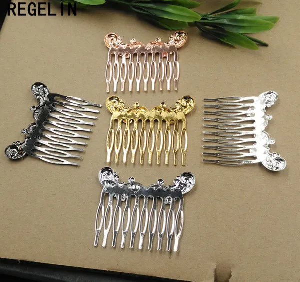 REGELIN Vintage Bronze 10 Teeth Leaf Comb Hair Jewelry Charm Women Flower Motif Hairpin Hair Clips Barrettes Fashion Hair Wear