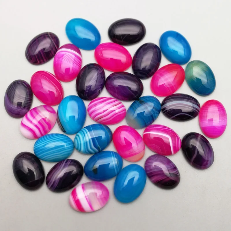 

Fashion good quality natural mixed stripe Onyx stone beads charms 13x18mm Oval CAB CABOCHON for jewelry making wholesale 50pcs