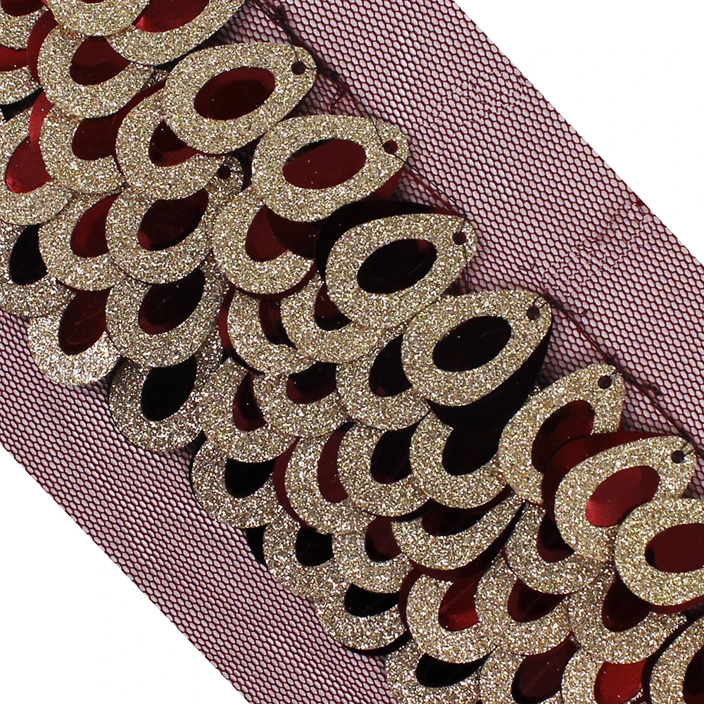 10 metri In Rilievo Ovale Del Merletto Del Sequin Ribbon Trim Cavo Guarnizioni per le Imbarcazioni Del Ricamo di Applique di Pizzo A Motivi Abito Da