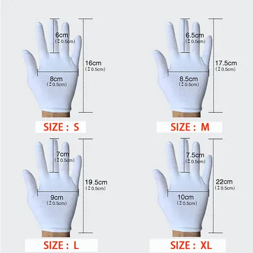 Imagen 2 del producto 24 piezas/12 pares de guantes de inspección de calidad Wenwan de etiqueta fina de tela de algodón blanco