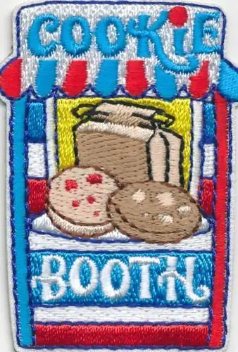 Boy Girl COOKIE BOOTH Blue Sales selling Fun Patches Crest Badges GUIDE -  SCOUT