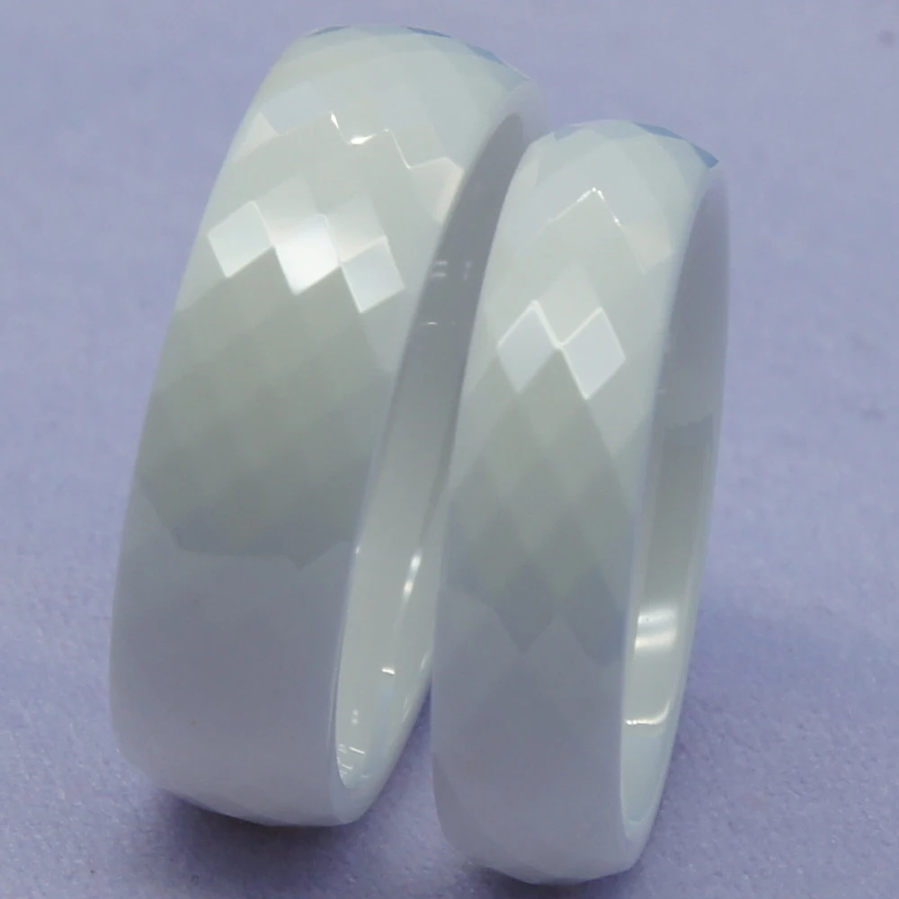 8mm classic facet white hi-tech scratch proof ceramic ring 1pc