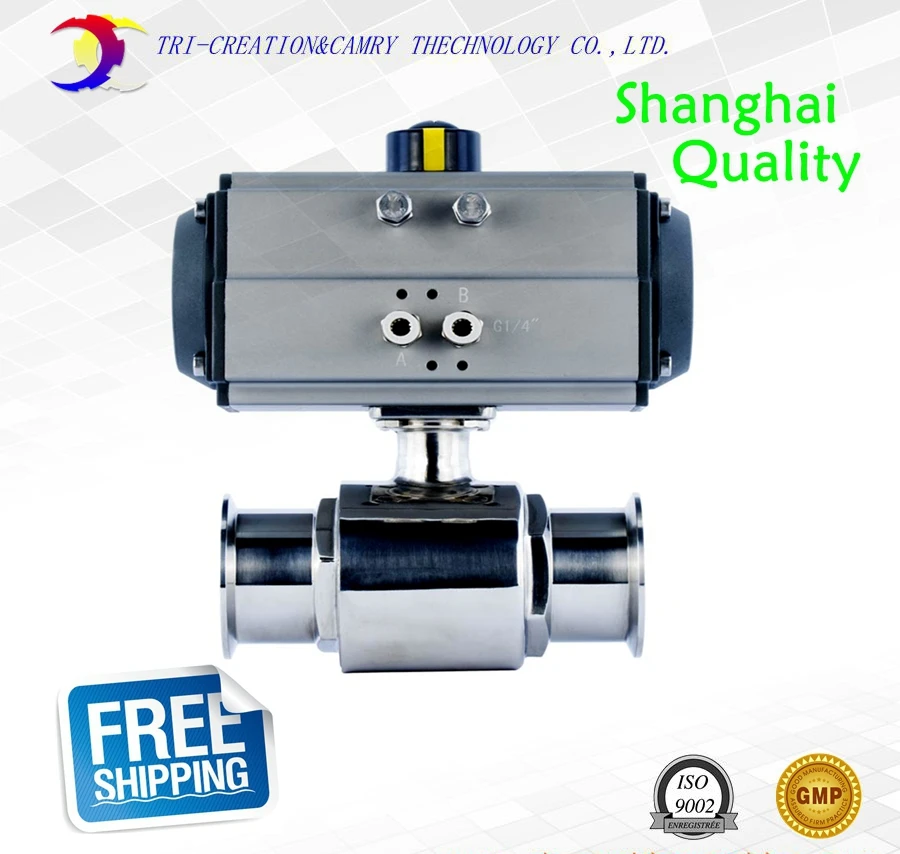 

1" DN20 sanitary stainless steel ball valve,2 way 304 quick-install/food grade pneumatic valve_double acting straight way valve