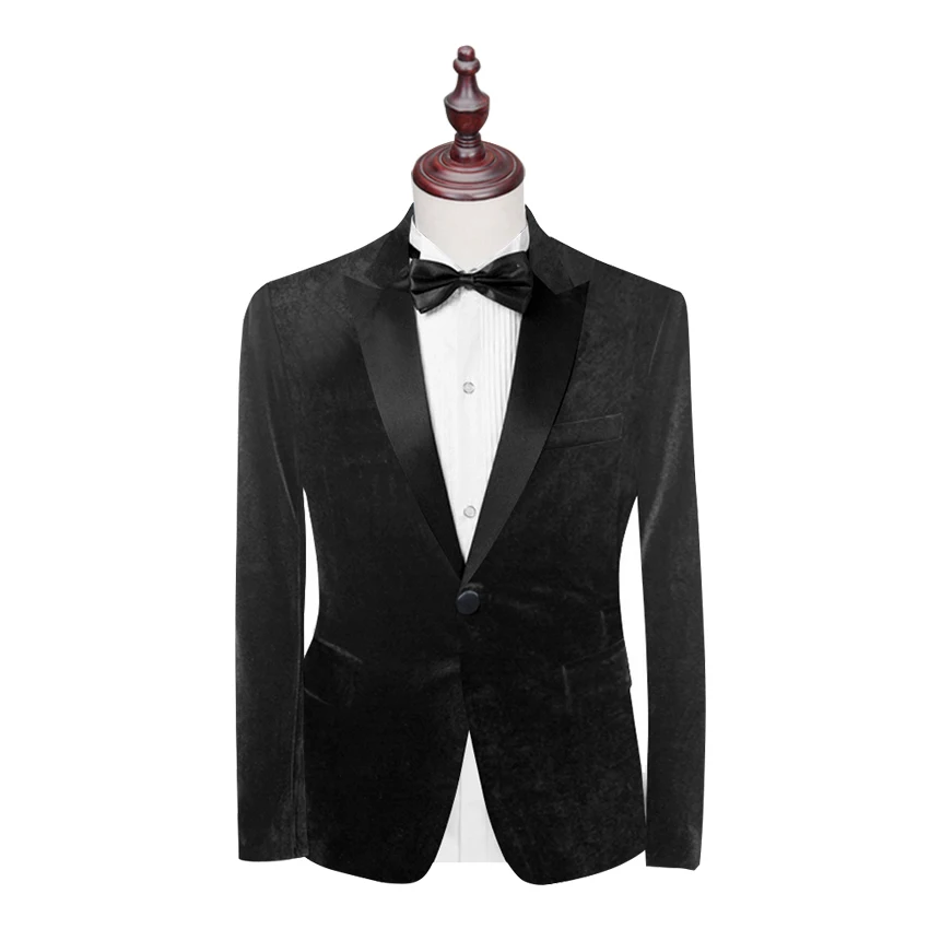 Chaqueta de traje de 4 colores de estilo clásico para hombre, blazer de terciopelo con solapa pesada, abrigo para padrino de boda, ropa para hombre, 1PSc