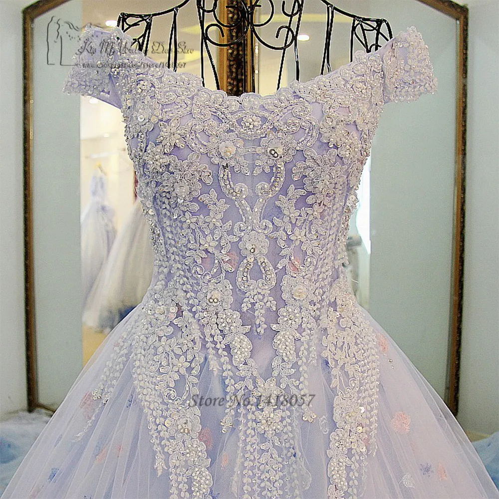 

Princess Wedding Dresses Lace Pink Flowers Light Blue Wedding Gowns Beaded Ball Gown Bride Dress Luxurious Vestido de Noiva 2017