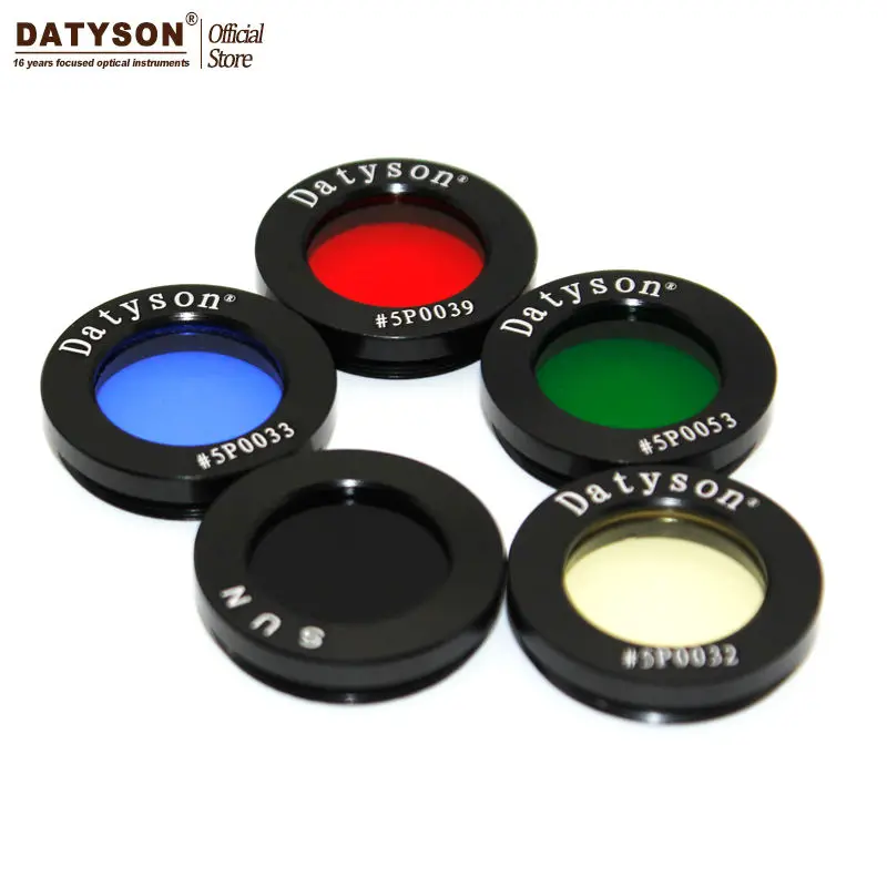 Datyson Standard 1.25inch Eyepiece Filter 5PCS Colorful Optical Glass With M28x0.6 Thread Telescope Eyepiece Accessories