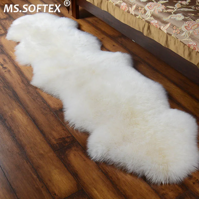 MS.Softex Natural Sheepskin Rug Bedroom Australian Sheepskin Floor Rug  Cushion Winter Warm Rug Long Wool Sofa Cover