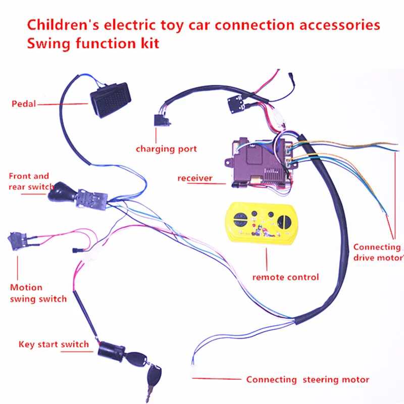 

Baby electric car DIY modified wires and switch kit,with 2.4G Bluetooth remote control Self-made children electric car 12V