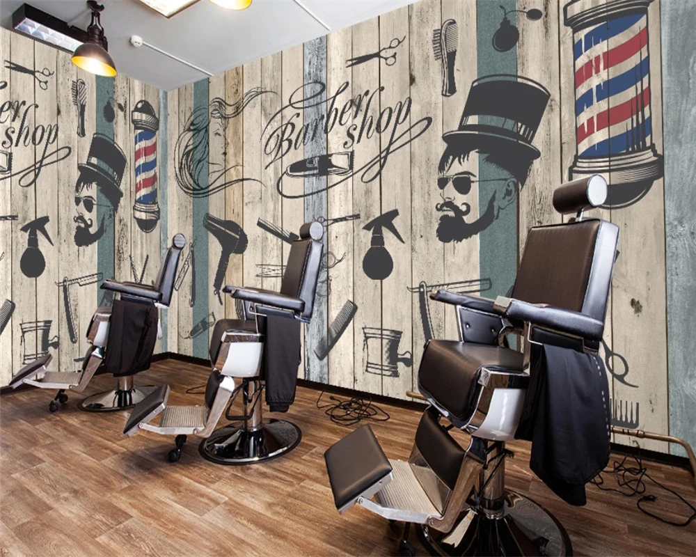 

beibehang Custom fashion personality papier peint 3d wallpaper vintage barber shop beauty salon background papel de parede