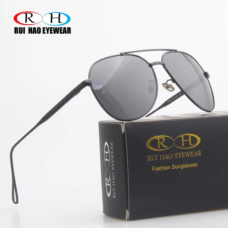 

RUI HAO EYEWEAR Brand Retro Polarized Sunglasses Men Black Frame Polarized Glasses Grey Lenses Driving Sun Glasses 1695B