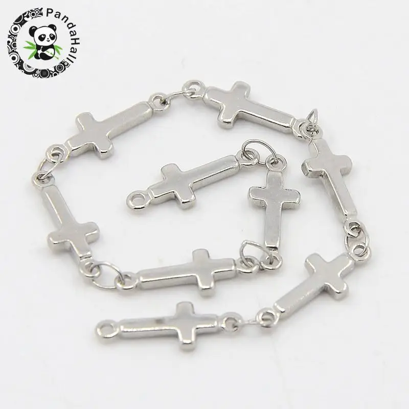 316 Stainless Steel Link Chains, Decorative Chain, with Cross Connector, Stainless Steel Color, 5mm