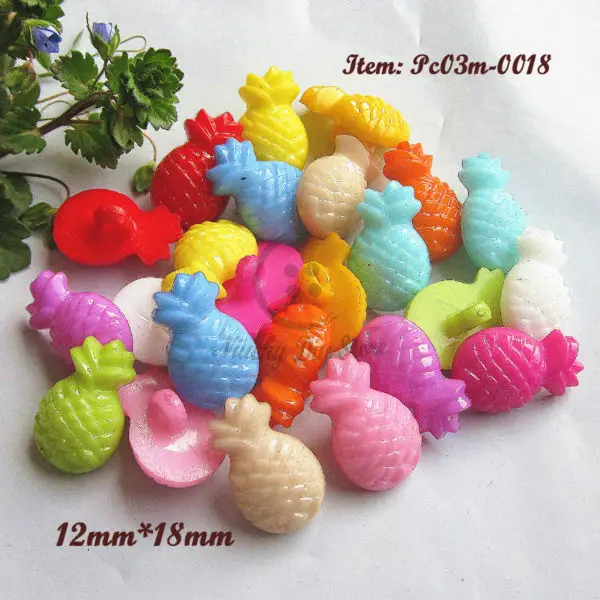 120pcs Mixed colors pineapple buttons shank bionic plastic buttons for scrapbooking diy craft decorative accessories wholesale