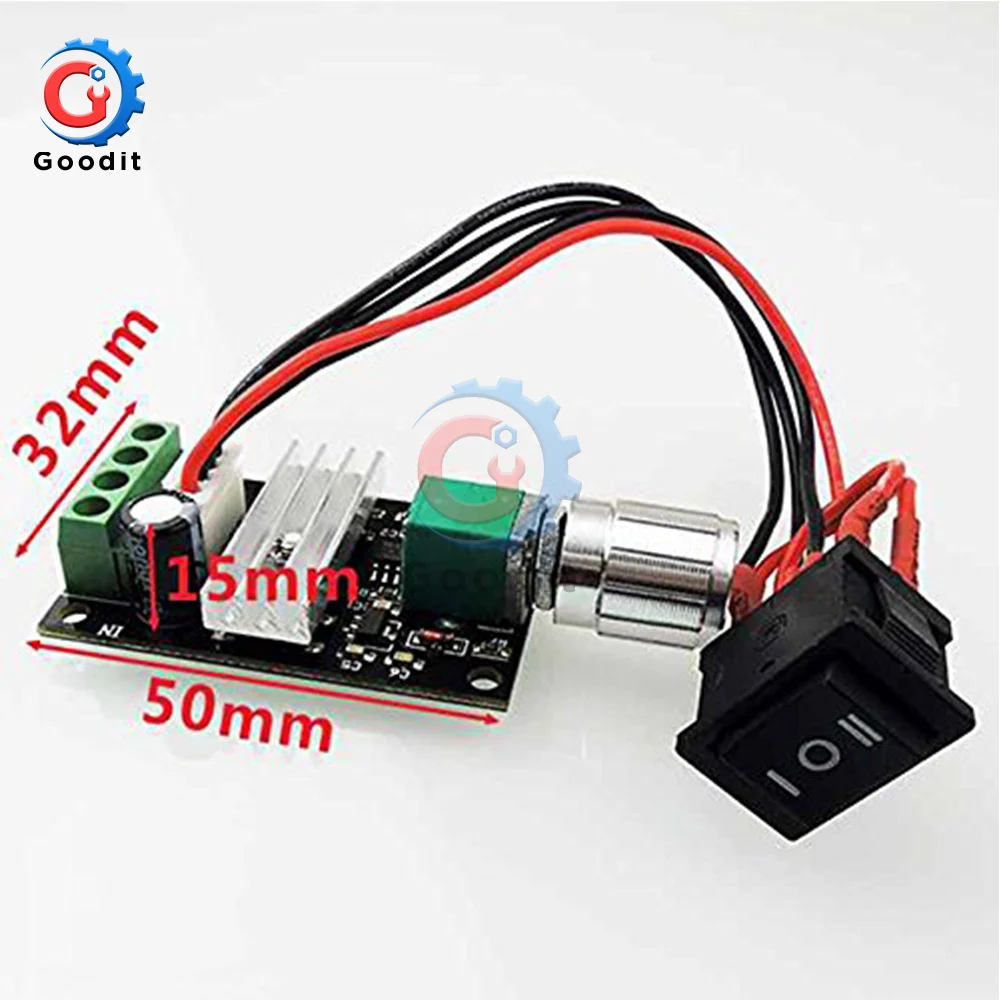 6V 12V 24V 28V 3A 80W DC Motor Speed Controller (PWM) Speed Adjustable Reversible  Control Potentiometer Switch