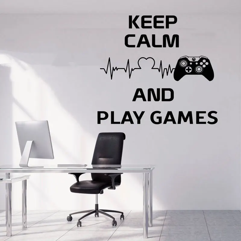 

Keep Calm And Play Games Quotes Wall Sticker Game Controller Vinyl Home Decor Boys Room Playroom Decals Mural Transfer Film A180