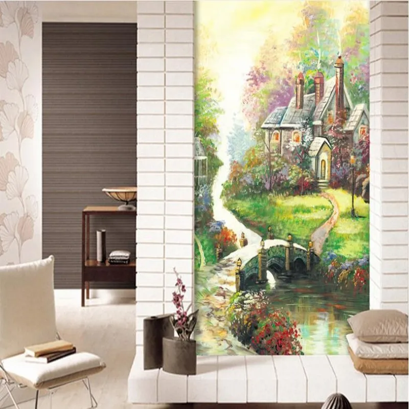 

wellyu Custom large - scale murals pastoral landscape oil paintings porch backdrop non - woven wallpaper papel de parede