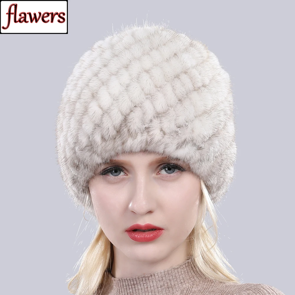 

Hot Sale New Lovely Real Mink Fur Hat For Women Winter Knitted Real Mink Fur Beanies Cap Wholesale And Retail Real Mink Fur Caps