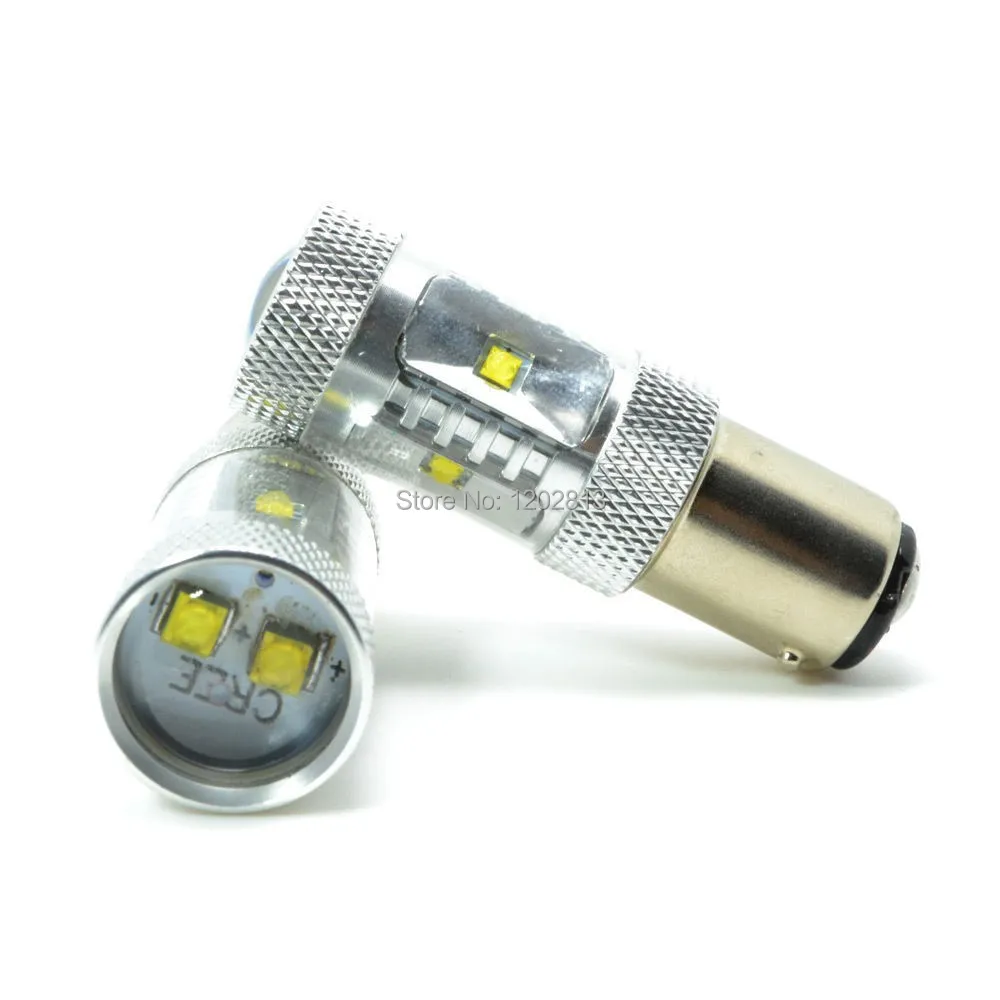 Free shipping 2Pcs LED P21/4W 566 BAZ15D 7225 Canbus White/Red Autobirnen Signal Brake Indicator Light Bulb Dual Filament 12 24V