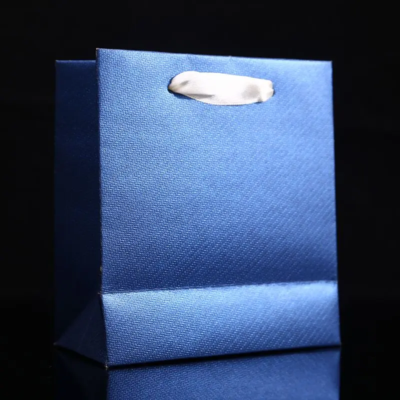 Paper Bag with Bowknot, Commercial Packing Bags, Wedding Accessories, Jewelry Gift Decoration, Blue Party, 14x15x7cm, 10Pcs