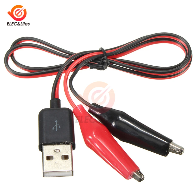 60CM Alligator Test Cilp Auf USB Stecker Adapter Krokodil Test Clamp Clip Power Kabel