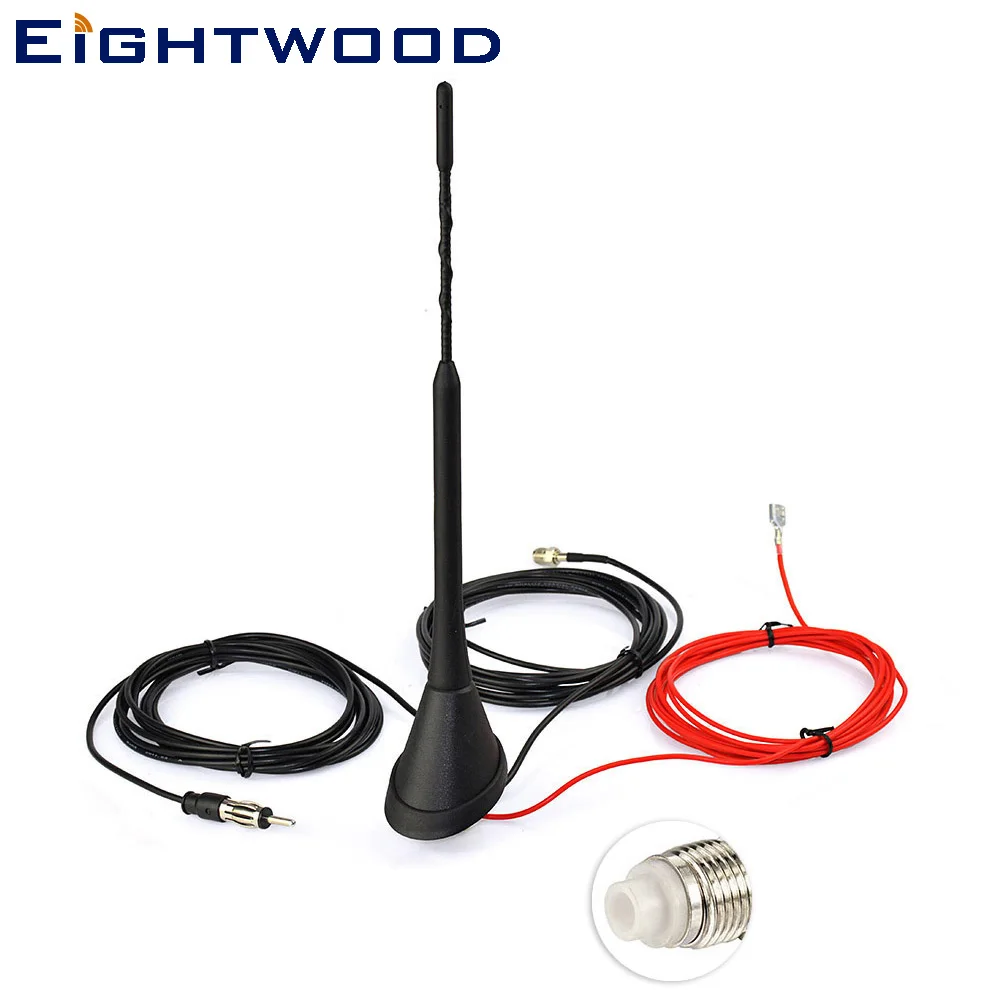 Eightwood Car DAB AM/FM Radio Roof Mount Antenna Aerial Motorola 41585 Din+ FME Male Amplified Digital Analogue Frequency