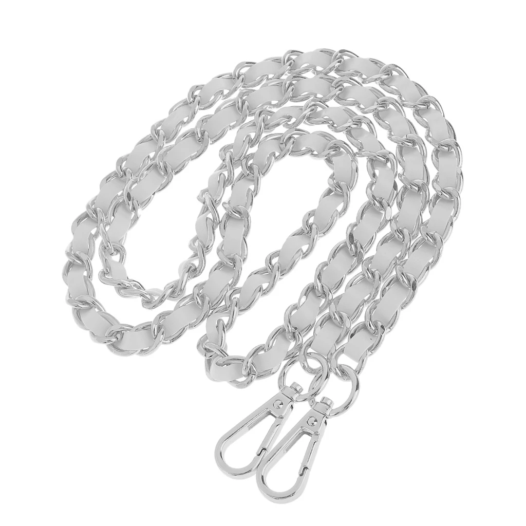 Purse Handbag Handle Shoulder Bag Replacement Chain Bag Strap Silver+White