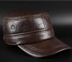 New leisure men's leather leather Kepi winter ear warm hat men peaked cap