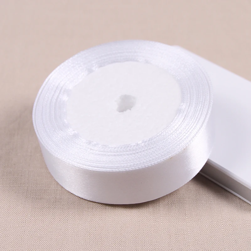 (25 yards/roll)White Color Single Face Satin Ribbon Wholesale Gift Wrapping Christmas New Year Apparel Sewing Fabric gift Ribbon