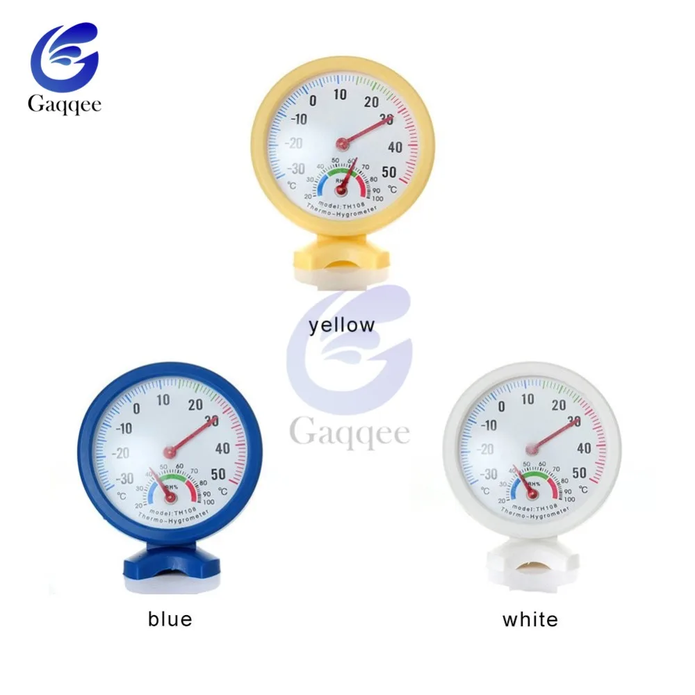 Thermometer Hygrometer Mini Round Clock-shaped Measuring Indoor Outdoor Wall Temperature Humidity Thermometer Meter Gauge