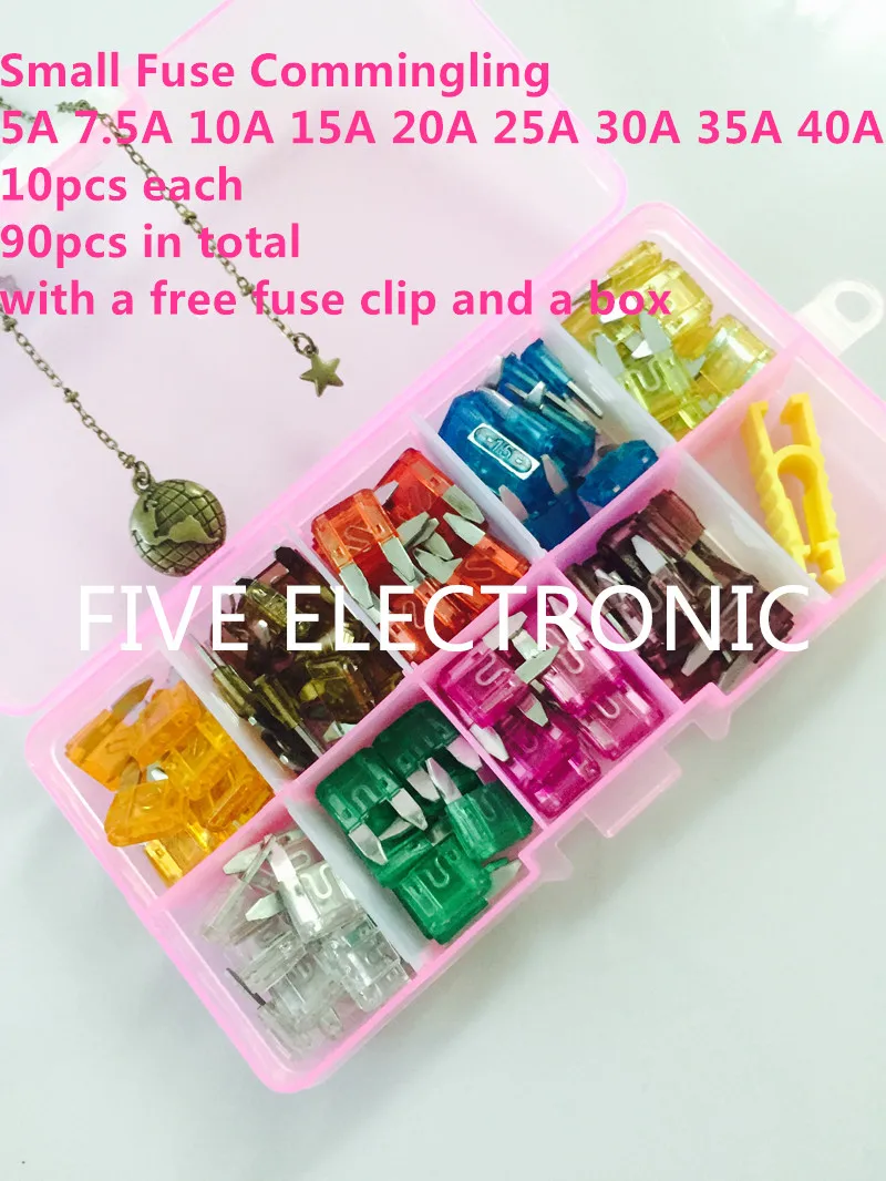 

Small/Medium/Large Auto Car Fuse Set, 90pcs/box,5A-40A/32V,Auto blade fuse with a free fuse clip and plastic box