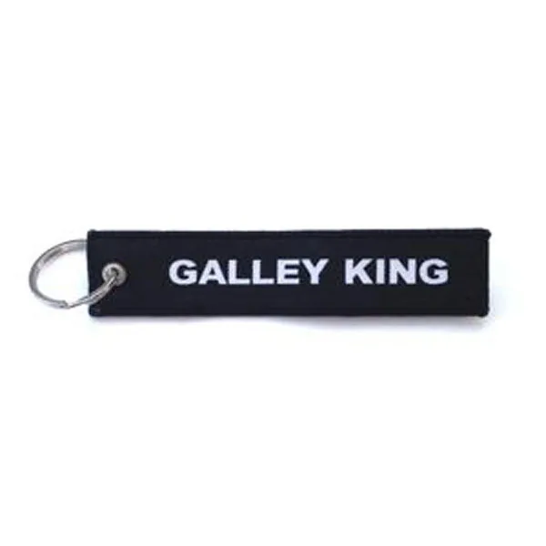 

High Quality Galley Embroidery Keychain Made by Twill with Double Logo and Metal Ring 12x2.5cm Custom and MOQ50pcs free shipping