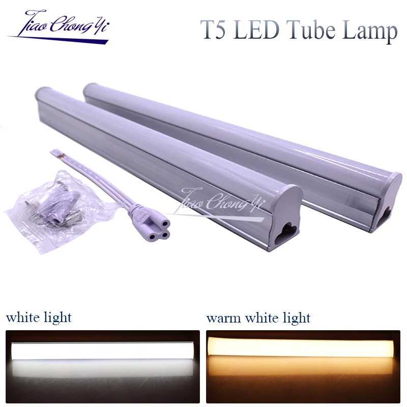 Tubo de luz LED T5, 30CM, 85-265V, 5W, LED de tubo fluorescente LED T5, blanco cálido/blanco frío, ampolla de plástico PVC