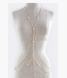 FREE SHIPPING! NEW STYLE P04 IMITATION PEARLS CHAINS JEWELR SIMPLE SEXY BIKINI BEADS CHAINS JEWELRY 2 COLORS