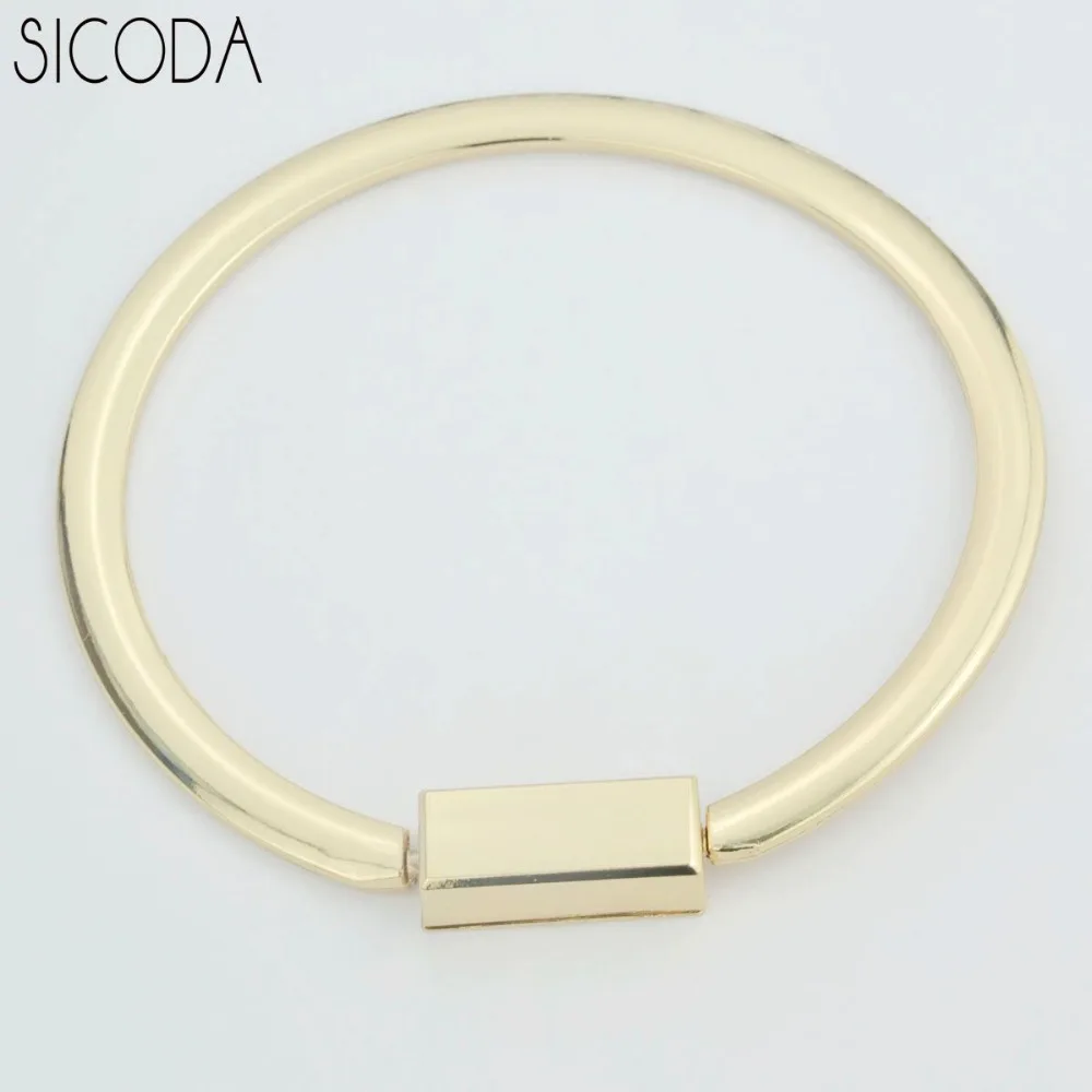 2pcs SICODA High quality handbag handle diy bag parts gold metal handle leather bag jump ring accessories