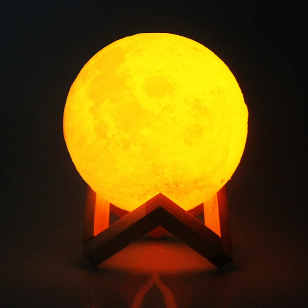 USB Rechargeable Touch Switch 3D Print Moon Bookcase Bedroom Lamp 2colors LED Reading Night Light Home Christmas Decoration Gift