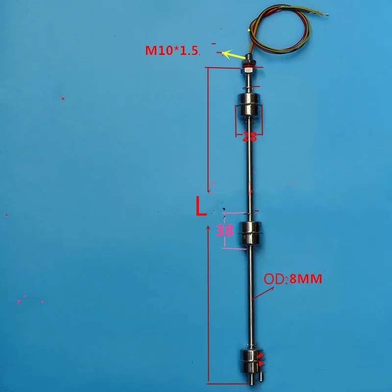 Length 150-600MM three Floating Ball Stainless Steel Level Automatic Control Switch Sensor 220V