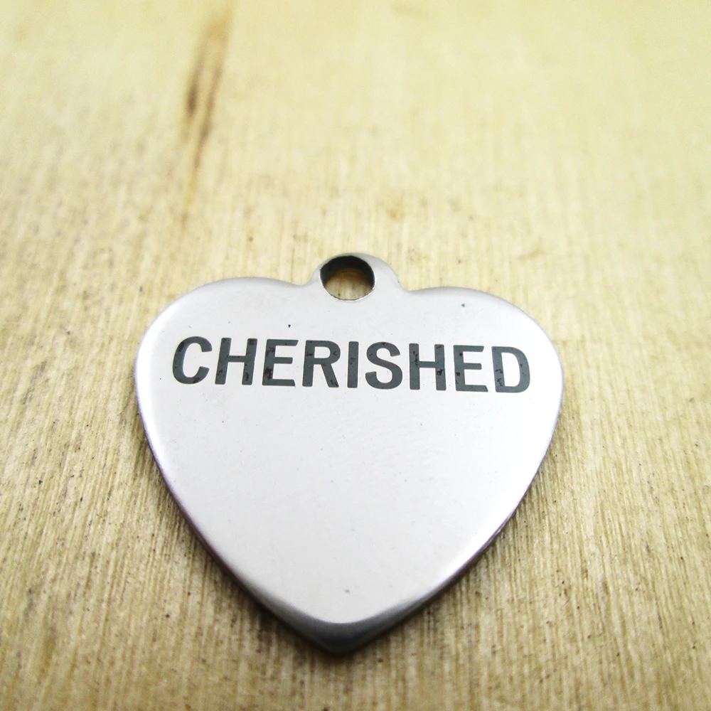 20pcs/lot-CHERISHED charms Laser Engraved Customized DIY Charms Pendants