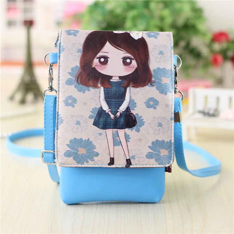 PU Leather Cartoon Printing Women\'s Shoulder Crossbody Bag Ladies Handbag Children Travel Phone Purse Money Pouch 2023 for Girls