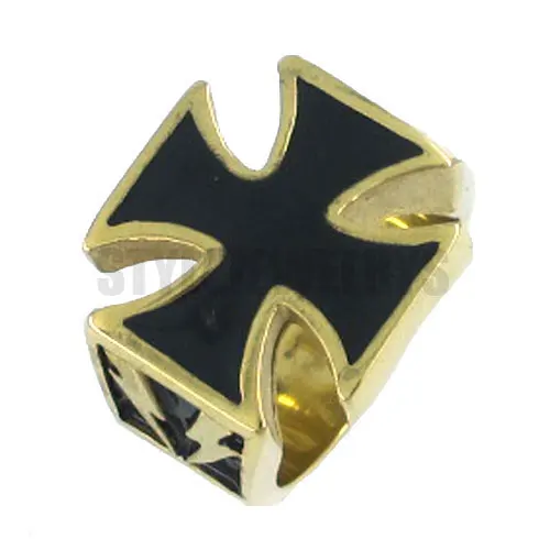 Classic German Army Iron Cross Ring Stainless Steel Jewelry Punk Cross Lightning Biker Mens Ring SWR0125A